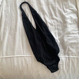 American Apparel Black Plunging Neck Bodysuit